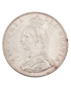 1887 Great Britain silver Double Florin Roman I Choice AU/UNC