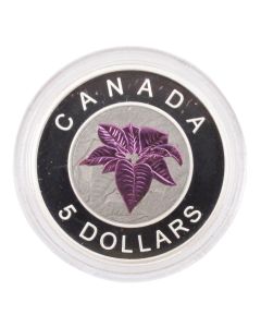 2014 Canada $5 Fine Silver Proof Coin- Flowers Of Canada- Niobium Poinsettia