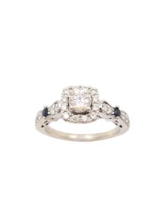 .82 ct Diamonds tcw 4x Sapphires 14K white gold ring Size-6 w/appraisal $4500.
