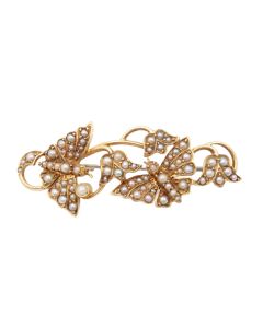 c1920 14K seed pearl brooch blossoms butterflies 6.2g with appraisal $2800.