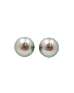 11mm Tahitian Black Pear Earrings 18K wg cup French Post 5.8 grams with appraisal $2800.