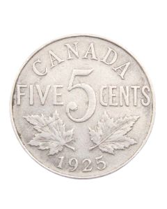 1925 Canada 5 cents nice FINE