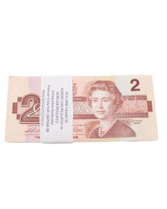 50 x 1986 Canada $2.00 notes Thiessen Crow EGR1847950-99 AU+ -CH UNC+