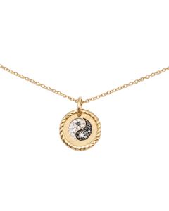  18k David Yurman Yin Yang Collectibles Necklace Yellow Gold With White and Black Diamonds