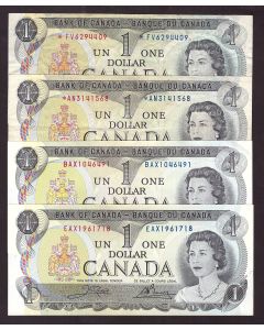 4x 1973 Canada $1 replacement notes EAX UNC  BAX EF/AU  *AN VF  *FV F/VF