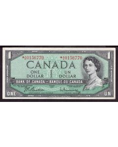 1954 Canada $1 dollar replacement banknote Beattie *A/A 0156779 VF+