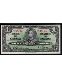 1937 Canada $1 banknote Gordon Towers J/L 8481537 very nice Choice AU