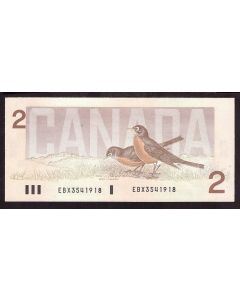 1986 Canada $2 banknote Theissen Crow EBX3541918 UNC