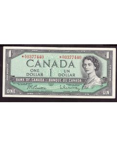 1954 Canada $1 replacement note Beattie *A/Y0377440 Choice AU/UNC