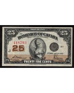 1923 Canada 25 Cent banknote McCavour Saunders 418793 DC-25c VF+