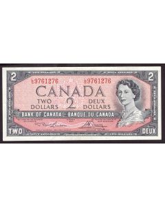1954 Canada $2 banknote Lawson Bouey L/G9761276 Choice AU/UNC