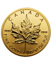 1/10th Ounce Gold Maple Leaf Coin .999 pure Sealed - Random Year