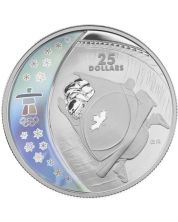 2008 $25 Sterling Silver Hologram Coin - Bobsleigh