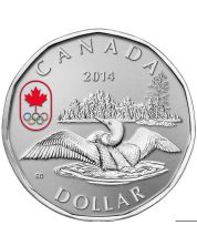 2014 Canada - One $1 Dollar Lucky Loonie Silver Olympic Coin