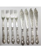 Vintage German Fish set Flatware Wilkens .800 silver 8 piece