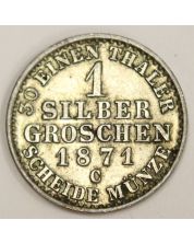1871c Germany Prussia 1 Groschen silver coin EF45