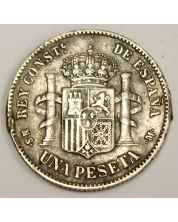 1885 85MS-M Spain One Peseta VF details 