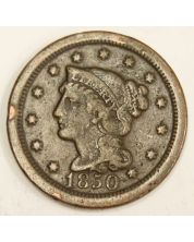 1850 Braided Hair Large Cent 1c nice VF