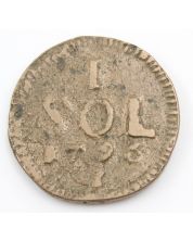 1795 Luxembourg One Sol coin KM15 siege coinage 
