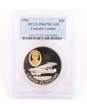 1992 Canada $20 Curtiss JN-4 Canuck PCGS PR67 DCAM Silver Coin Aviation Series