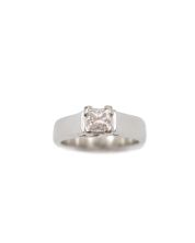 14 Karat White Gold Ladies 0.50 Carat Princess Cut Diamond Ring 