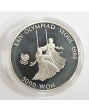 1988 Olympics Seoul Korea 5,000 Won silver coin SWINGING  