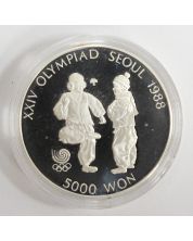 1988 Olympics Seoul Korea 5,000 Won silver coin SHUTTLECOCK