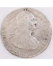 1806 Bolivia 8 Reales silver coin PJ KM#73 a/EF