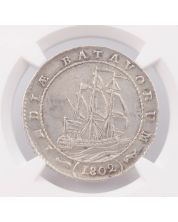 1802 Netherlands East Indies Gulden Batavian Republic NGC AU details cleaned