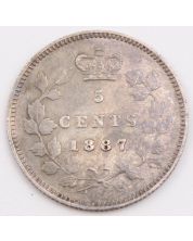 1887 Canada 5 cents obverse-5 7/7  VF+