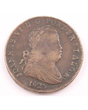 1825 Portugal 40 Reis coin reverse vertigris