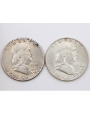 1948d and 1952d Franklin Half Dollars AU