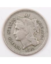 1865 Three Cents nickel VF+