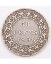 1898 Large W Newfoundland 50 Cents VF