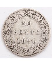 1894 Newfoundland 20 Cents NT2 F+