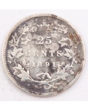 1891 Canada 25 cents VG cleaned