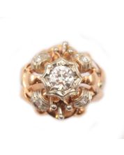 18k rose gold illusion style ring 0.73ct center diamond