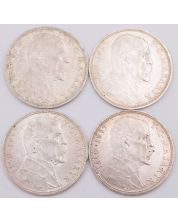 4x 1937 Czechoslovakia 20 Korun Masaryk silver coins 