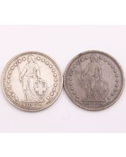2x Switzerland 2 Francs silver coins 1920 and 1939 Circulated 2-coins