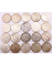 20X Morgan / Peace silver dollars 5x1921s 3x1922 22s 2x23p 9x23s VF or Better