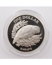 1986 New Zealand $1 silver coin Kakapo Bird original case P56a Choice Proof