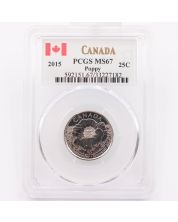 2007 Canada 25 cent Poppy Quarter Dollar PCGS MS67 Remembrance Day