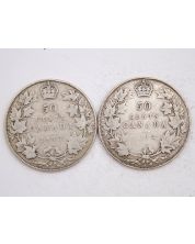 2x 1912 Canada 50 cents 2-coins AG/G