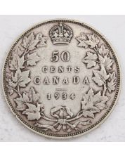 1934 Canada 50 cents F+
