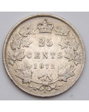 1872H Canada 25 cents Large 2  F/VF