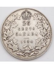 1934 Canada 25 cents VF+