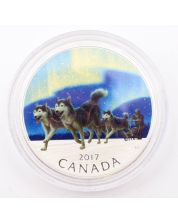2017 RCM $10 Fine Silver Coin - Dog Sledding under the Northern Lights