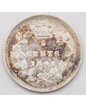 1891 Canada 5 cents silver coin obverse-2  EF/AU