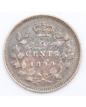 1899 Canada 5 cents silver coin EF+