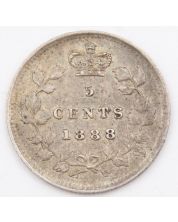 1888 Canada 5 cents nice EF/AU